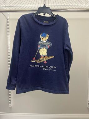 Ralph Lauren Navy Polo Bear Ski Long-Sleeve Tee